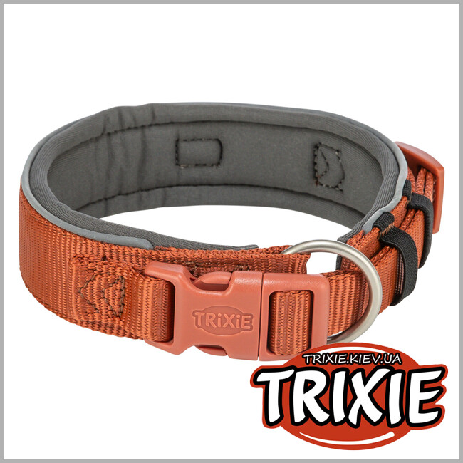 ТРИКСИ Украина - Ошейник для собак Trixie 1995530 Premium экстраширокий XS–S 27–35 см 25 мм рыже-графитовый