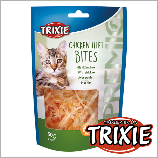 ТРИКСИ Украина - Лакомство для кошек Trixie 42701 PREMIO Chicken Filet Bites филе куриное 50г