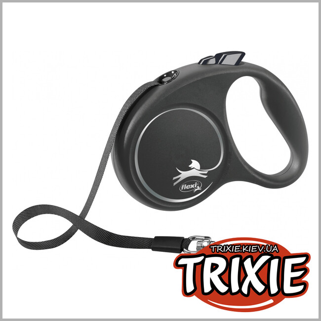 ТРИКСИ Украина - Флекси BLACK DESIGN-TRIXIE  (S: 5м/до 15кг, черный)