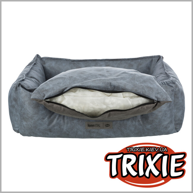 ТРИКСИ Украина - Кровать Calito Vital для собак Trixie (велюр-кожзаменитель 60*50 синий / серый )
