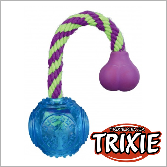 ТРИКСИ Украина -  TPR мяч на канате для собак TRIXIE