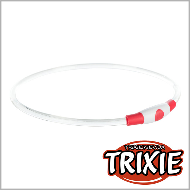 ТРИКСИ Украина - Светящийся ошейник Flash USB - TRIXIE  (L-XL: 65см/8мм, красный)