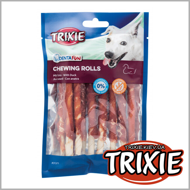 ТРИКСИ Украина - Палочка для чистки зубов Trixie DentaFun Duck Chewing Rolls (утка 12см *10 шт / 80g)