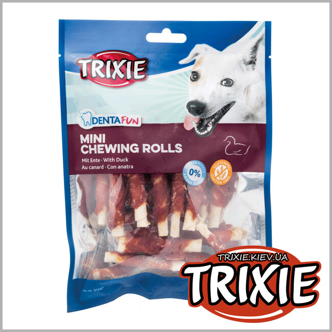 ТРІКСІ Україна - Паличка для чищення зубів Trixie DentaFun Duck Chewing Rolls Mini (качка 6cm / 120g)