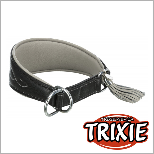 ТРИКСИ Украина - Ошейник Active Comfort - TRIXIE (кожа, S-M: 33–42см/60мм. черный/серый)