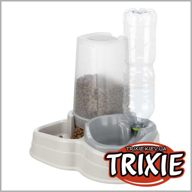 ТРИКСИ Украина - Диспенсер для еды и воды Trixie 24763, пластик,3.5л/37х32х31см,серый/серо-коричневый