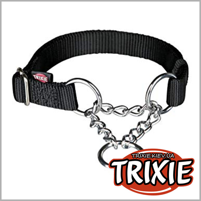 ТРИКСИ Украина - Ошейник Trixie-Premium с металлической цепочкой (L-XL: 45-70см 25 мм, черный)