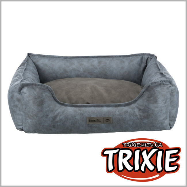 ТРИКСИ Украина - Кровать Calito Vital для собак Trixie (велюр-кожзаменитель 60*50 синий / серый )