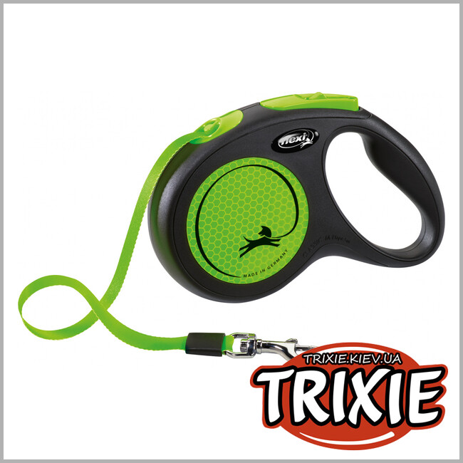 ТРИКСИ Украина - Флекси New NEON - TRIXIE (M, 5м/до 25кг, зеленый неон)