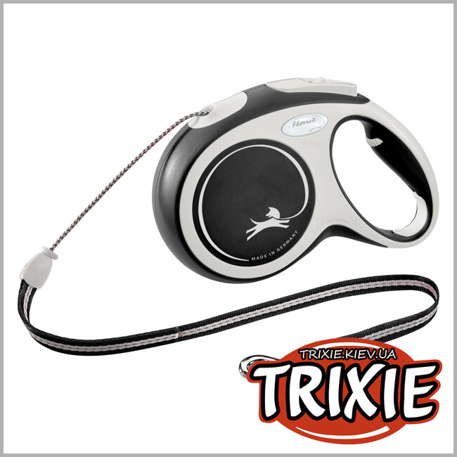 ТРІКСІ Україна - Флексі New COMFORT Trixie (M, 8м/до 20кг, чорний)