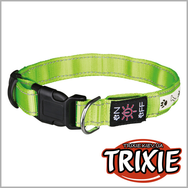 ТРІКСІ Україна - USB, що світиться, нашийник для собак TRIXIE (Розмір: 40–50см/25мм, Колір: зелений)