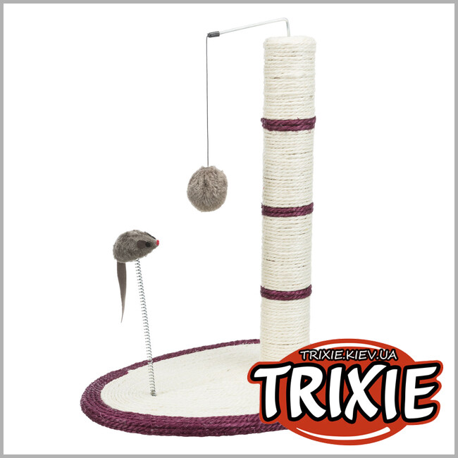 ТРІКСІ Україна - Дряпка-стовпчик Trixie 4306 для котів з іграшкою на мотузці та мишкою на пружині сизаль/плюш 40х30х50 см