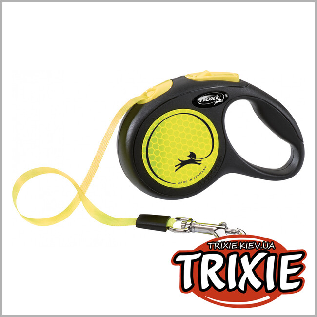 ТРИКСИ Украина - Флекси New NEON - TRIXIE (XS, 3м/до 12кг, желтый неон)