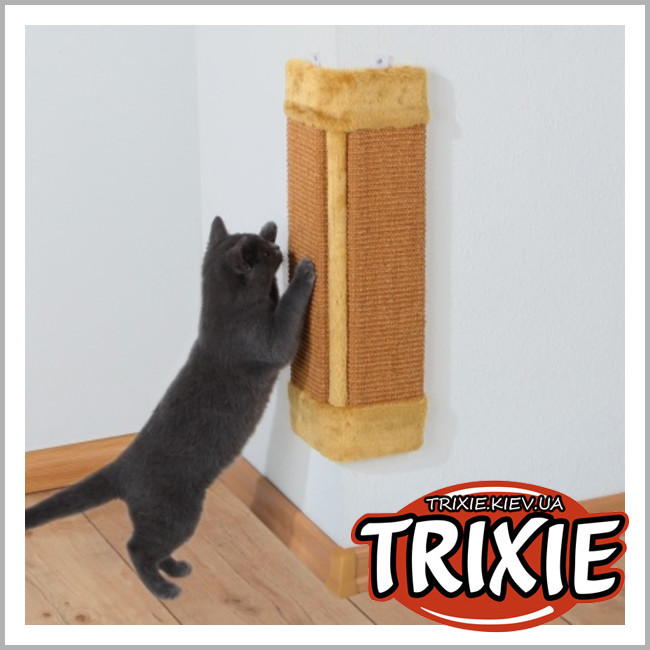 ТРІКСІ Україна - Кутова кігтеточка Trixie Scratching Board for Corners (сизаль/плюш 23*49 см коричнева)