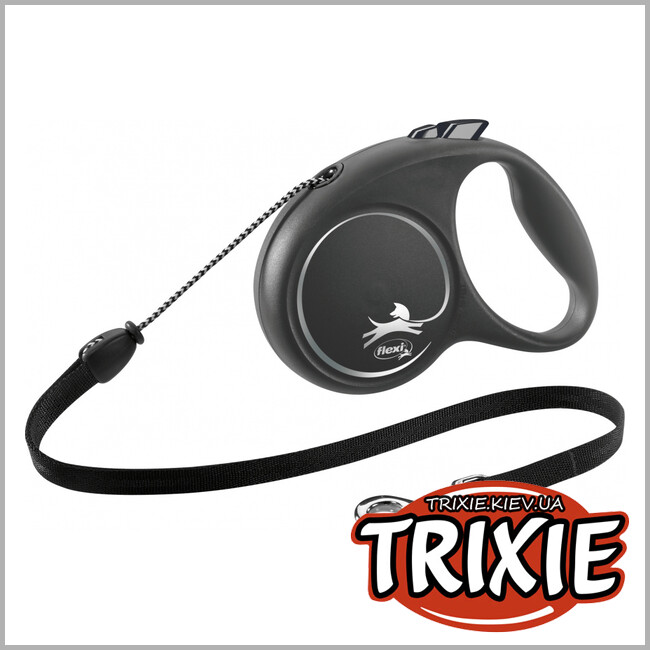 ТРИКСИ Украина - Флекси BLACK DESIGN-TRIXIE  (M: 5м/до 20кг,черный)
