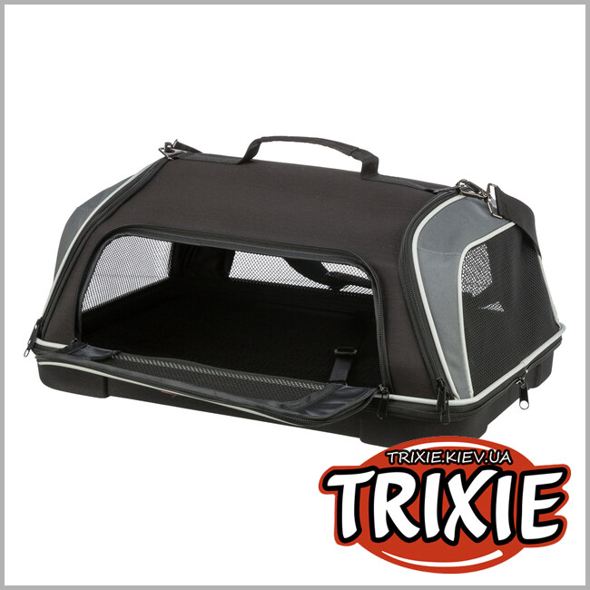 ТРИКСИ Украина - Сумка-переноска для авиаперевозок животных Trixie 28907 "Boarding airline", 55х23х40см, черный/серый