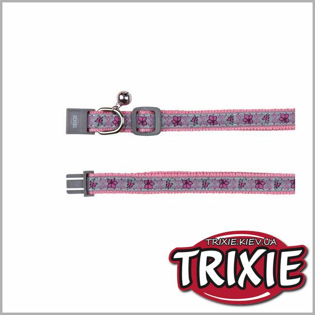 ТРИКСИ Украина - Ошейник светоотражающий с бубен. для кошки TRIXIE - Flower&amp;Butterfly (13mm)