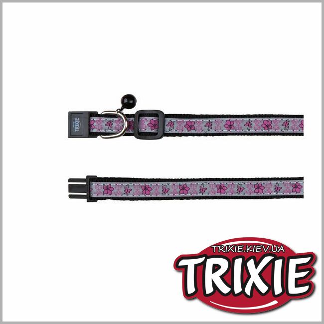 ТРИКСИ Украина - Ошейник светоотражающий с бубен. для кошки TRIXIE - Flower&amp;Butterfly (13mm)