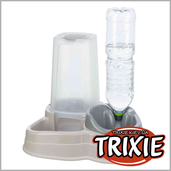 ТРИКСИ Украина - Диспенсер для еды и воды Trixie 24763, пластик,3.5л/37х32х31см,серый/серо-коричневый