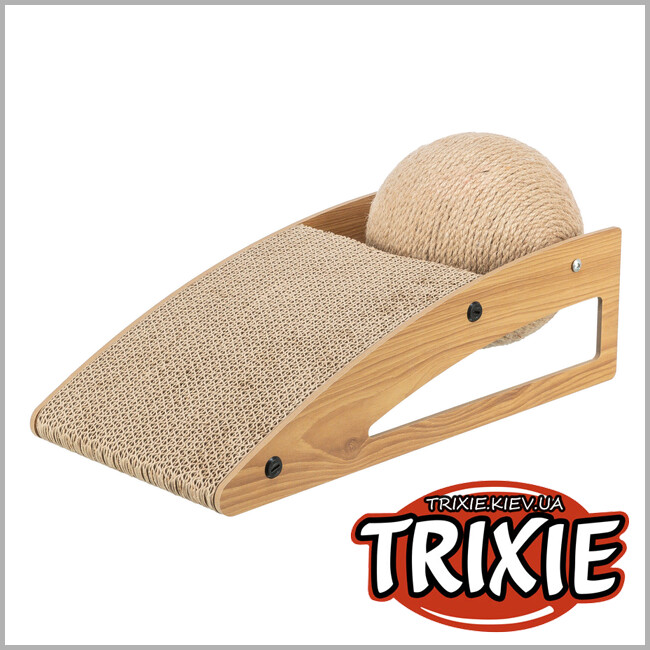 ТРІКСІ Україна - Дряпка для котів Trixie 48023 Рампа з м'ячем картон і МДФ 40х17х20 см