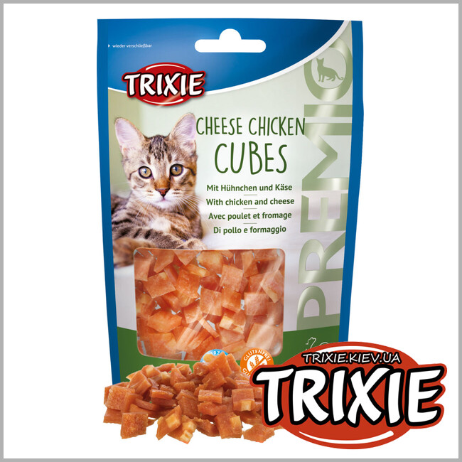 ТРИКСИ Украина - Лакомство для кошек Trixie 42717 PREMIO Cheese Chicken Cubes с курицей и сыром в виде кубиков 50г