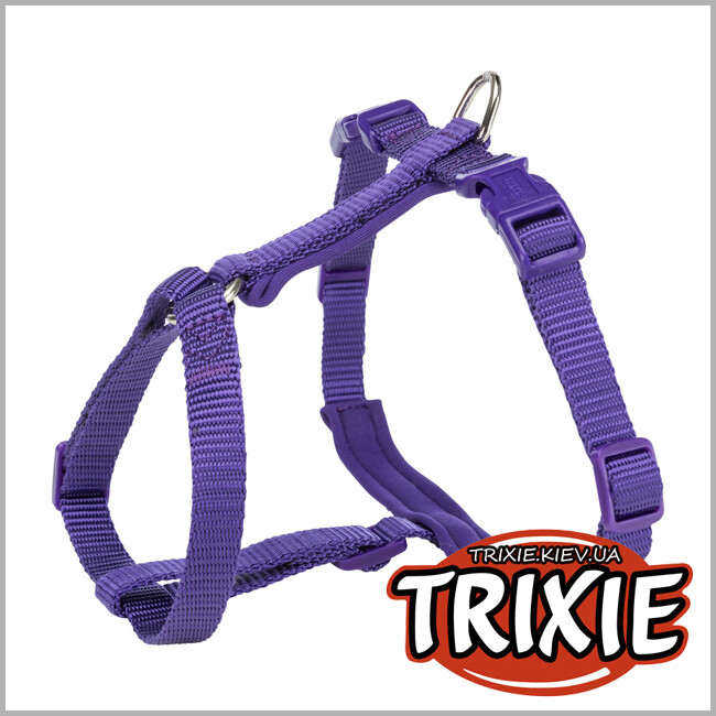 ТРИКСИ Украина - Шлея с поводком для кота TRIXIE - Premium H-Harness (XL: 33–57 см/13 мм, 1.20 м, фиолет)