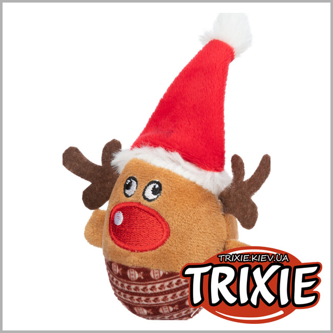 ТРИКСИ Украина - Рождественский олень Trixie 92525 с погремушкой,плюш, 6х12см