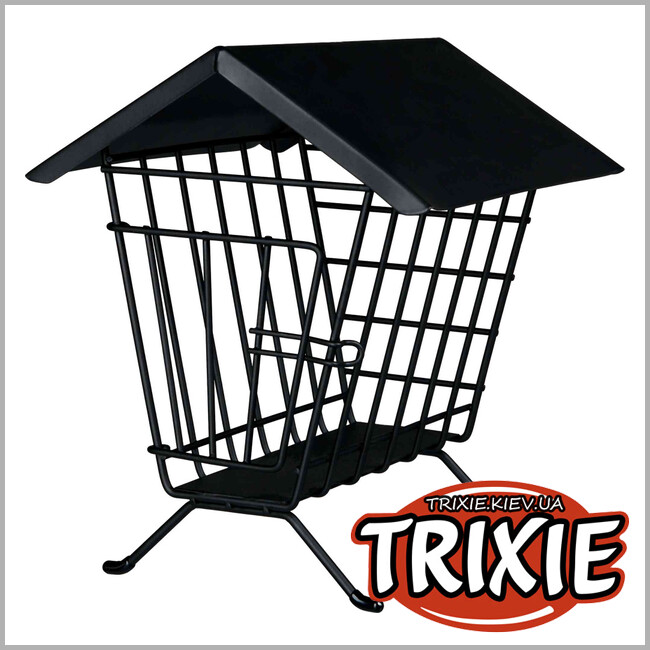 ТРІКСІ Україна - Годівля для сіна підлогова з дахом TRIXIE (метал, 20х23х20см, чорний)