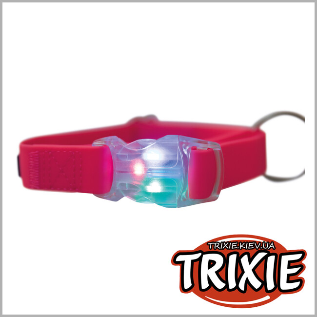 ТРІКСІ Україна - Нашийник із пряжкою з вбудованим спалахом TRIXIE (USB розмір: 30–45 см/20 мм, рожевий неон)
