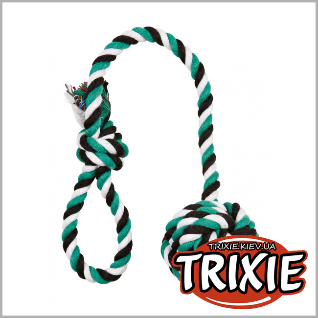 ТРИКСИ Украина - Мяч из каната на веревке для собак TRIXIE - Denta Fun (Длина: 50см)