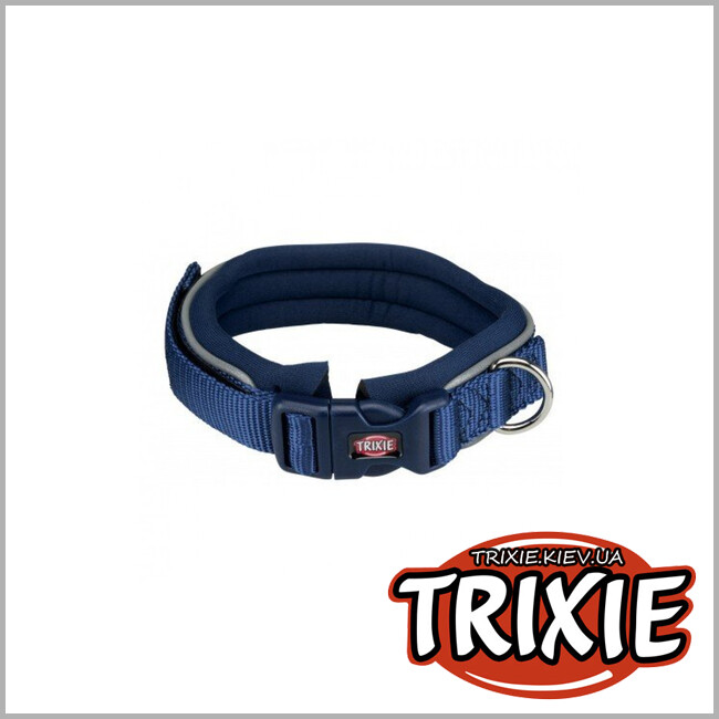 ТРИКСИ Украина - Ошейник Trixie Premium с подкладкой для собак (размер: 35–40 см/25 мм, синий)