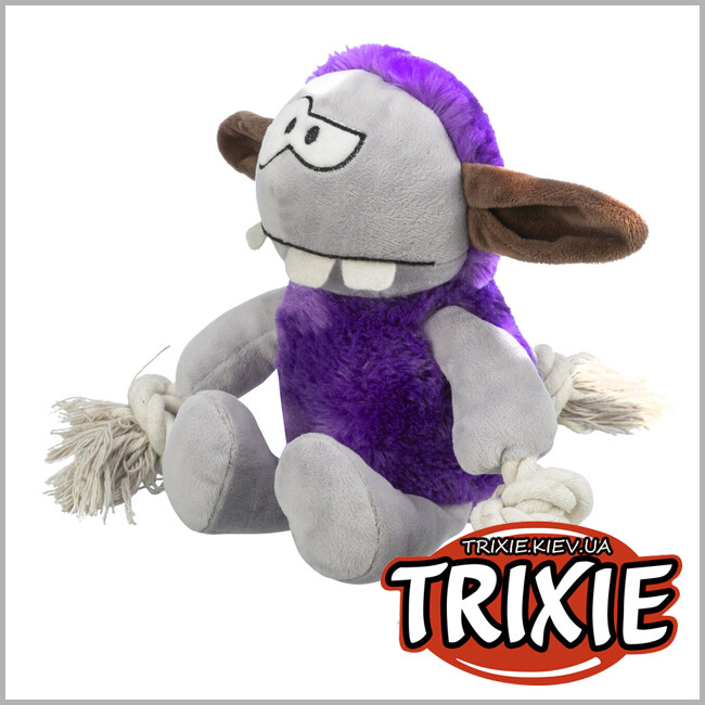ТРИКСИ Украина - Монстр Trixie 34723 с канатом (плюш), 32 см, фиолетовый