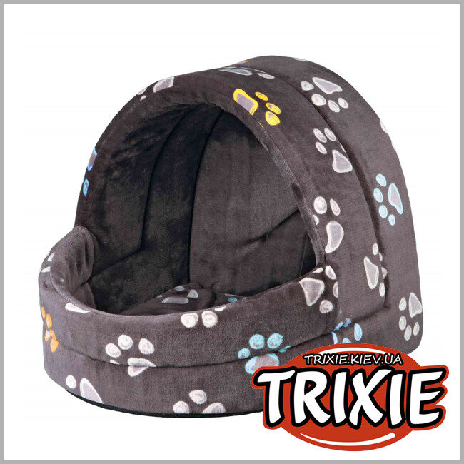 ТРИКСИ Украина - Мягкое место-пещера Jimmy-TRIXIE (40 × 35 × 35 cм, серый с лапами)
