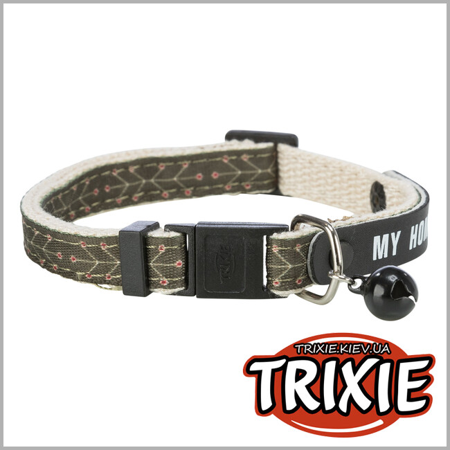 ТРИКСИ Украина - Ошейник для кошек Trixie 41779 с адресником/с орнаментом, оливковый/беж