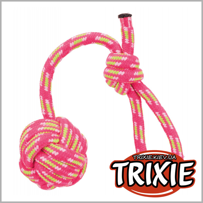 ТРИКСИ Украина - Мяч плетеный на веревке TRIXIE (7/37 см, цвета разные)