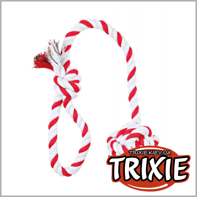 ТРИКСИ Украина - Мяч из каната на веревке для собак TRIXIE - Denta Fun (Длина: 50см)
