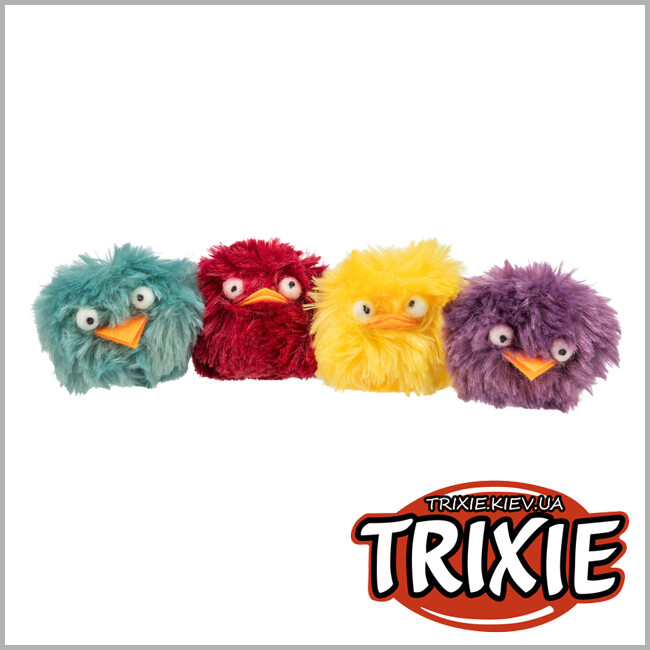 ТРІКСІ Україна - Іграшка для котів Trixie 45551 Звірята зі звуком плюш діаметр 6 см