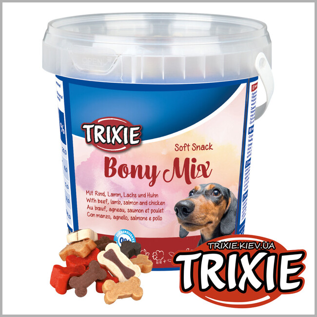 ТРИКСИ Украина - Лакомство для собак Trixie 31496 Soft Snack Bony Mix говядина, баранина, лосось, курица 500г