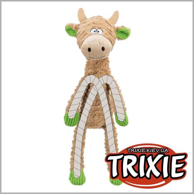 ТРИКСИ Украина - Игрушка Trixie 34721 для собак Корова со звуком полиэстер/хлопок бежевый 50см