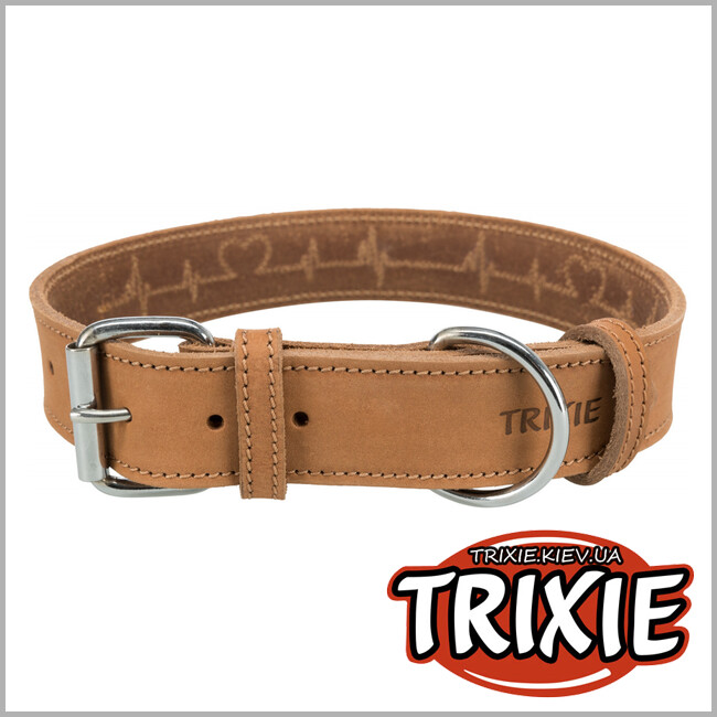 ТРІКСІ Україна - Нашийник Rustic зі шкіри Серцебиття Trixie Heartbeat (L-XL: 55-65 см/40 мм, коричневий)
