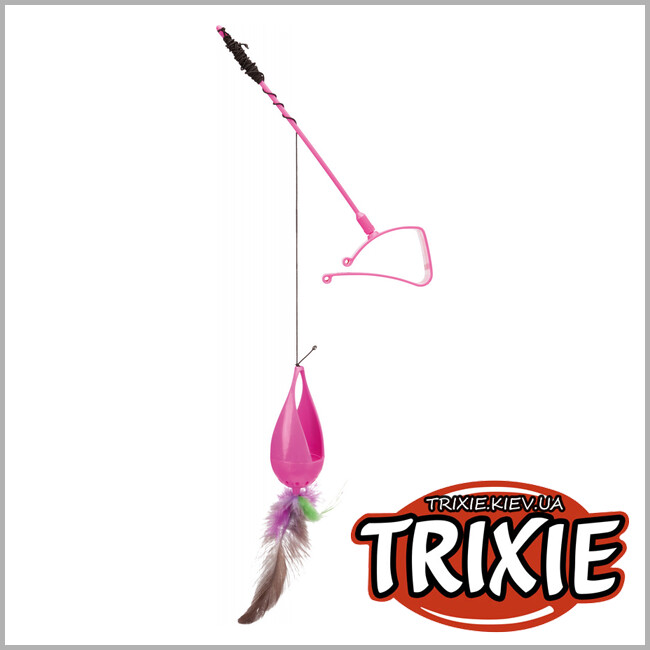 ТРИКСИ Украина - Игрушка-кормушка TRIXIE на дверь (9 см/190 см, с перьями/розовая)