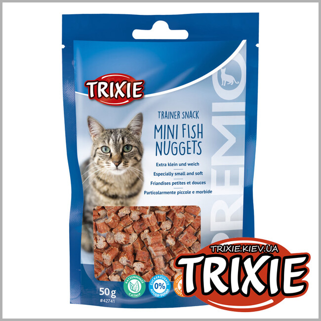 ТРИКСИ Украина - Лакомство для кошек Trixie 42741 Trainer Snack Mini Nuggets тунец + курица + кошачья мята 50г