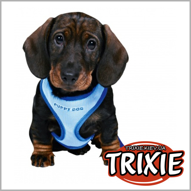ТРИКСИ Украина - Поводок + шлея+ желетка для собак TRIXIE (Размер:23-34cм/2м/10мм, Цвет: голубой)