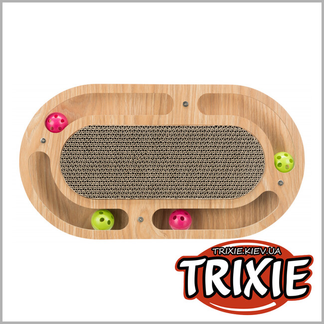 ТРІКСІ Україна - Дерев'яний драпак з іграшками Trixie Scratching Cardboard with Wooden Frame (46*4*25см)