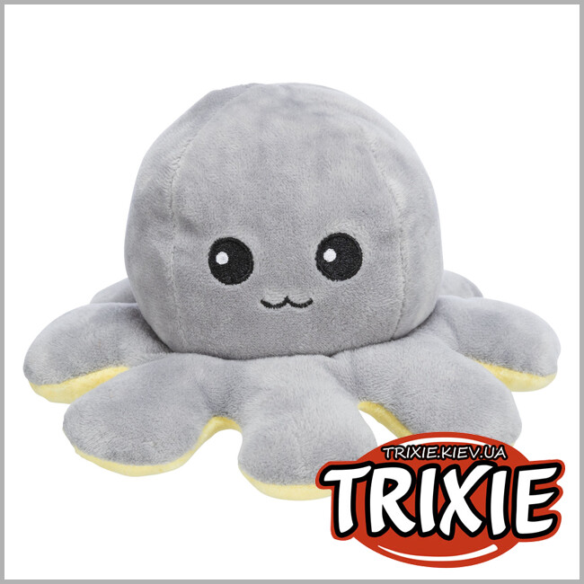 ТРИКСИ Украина - Осьминог двухсторонний для собак Trixie 35928 (плюш), 19см, серый/желтый