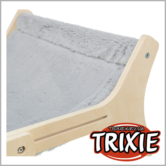 ТРИКСИ Украина - Гамак для кошек Trixie 43204 (дерево/плюш) (до 12кг), 47х24х38см, серый