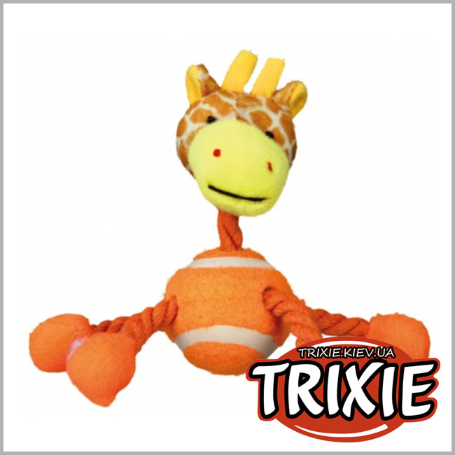 ТРИКСИ Украина - Игрушка Trixie для собак Животное с теннисным мячом и веревкой плюш (1шт, 16см)