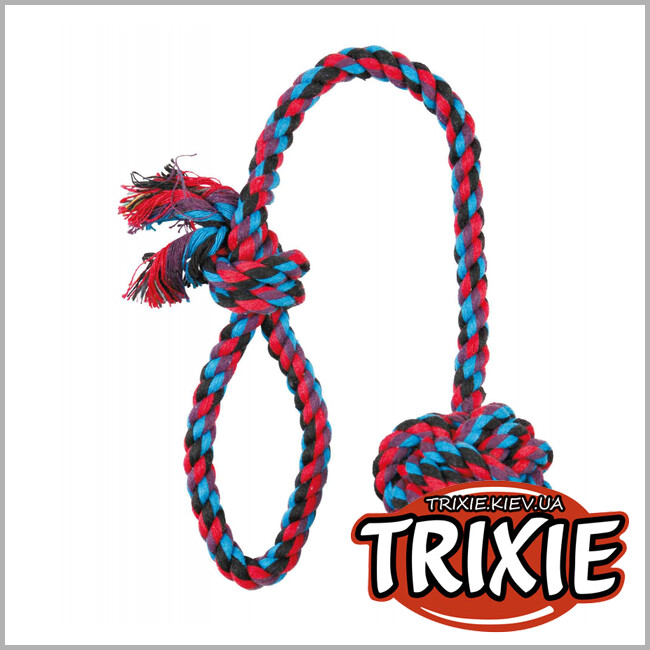ТРИКСИ Украина - Мяч из каната на веревке для собак TRIXIE - Denta Fun (Длина: 50см)