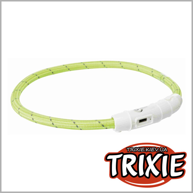 ТРИКСИ Украина - Ошейник Trixie 12702 Flash Light Ring USB для собак с подсветкой силиконовый зеленый размер L–XL 65 см/7 мм
