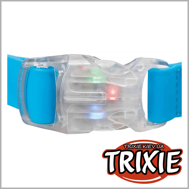 ТРИКСИ Украина - Ошейник с пряжкой со встроенной вспышкой TRIXIE (USB размер: 40-65 см/25 мм, синий неон)